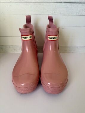 Hunter Glossy Pink Waterproof Rain Boots US Size 7